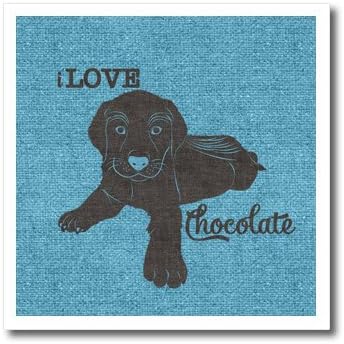 3dRose ht_214270_3 обичам кученце лабрадор Ретривър шоколадов цвят на Син утюге за топлопреминаване, 10 на 10 см, на бял материал