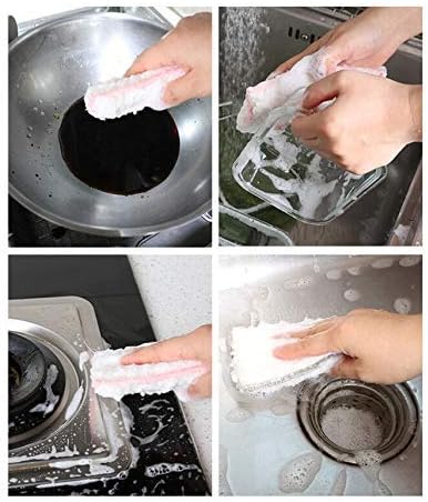 JEBBLAS Естествени Бамбукови Абсорбиращи Гъби Кухненски Гъби За почистване за Многократна употреба Гъба за миене на съдове Бежов цвят (8