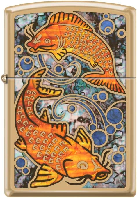 Запалки Zippo с животни - Рибки Кои (Fusion Golden Koi Fish - Высокополированная месинг)