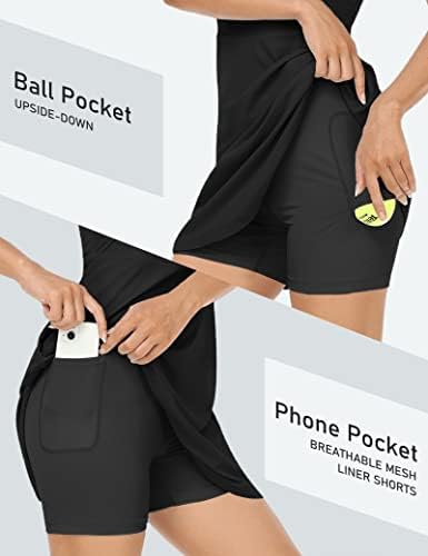 Тенис рокля MoFiz за жени, дрехи за голф без ръкави, с Вградени Къси панталони и 4 джобове, Спортно Тренировъчно рокля с кръгло