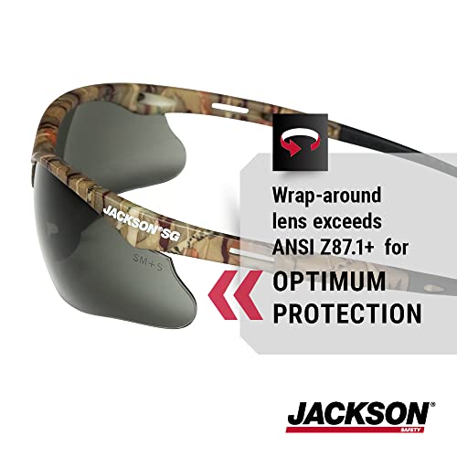 Jackson Safety Леки, тежкотоварни защитни очила SG с меки на допир дужками и гъвкав улей за използване на открито и Покритие против надраскване,