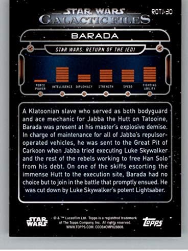 2018 Topps Star Wars Galactic Files Blue ROTJ-30 Официалната търговска картичка Барады, не е свързана със спорта, в NM или по-добро състояние