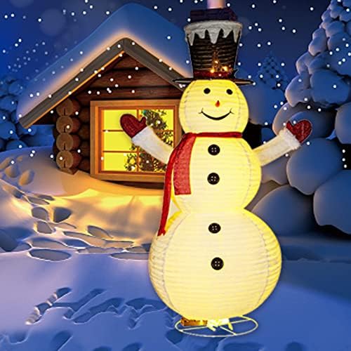 Коледна Украса за улица под формата на Снежен човек с дължина 6 фута със 120 светодиодни Лампи, Светлинни Снежен човек с Цилиндър,