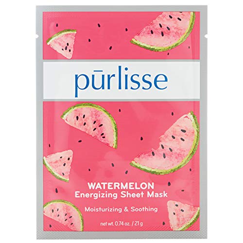 purlisse Watermelon Energizing Sheet Mask: Не съдържа парабени и сулфати, съдържа витамини А, В и С, Алое Вера успокоява кожата