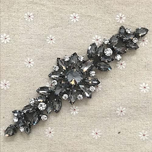 N/A Черен Колан с аппликацией от Планински кристал във формата на Цвете за украса на Сватбена Вечерна рокля, пришитый кристали (Цвят:
