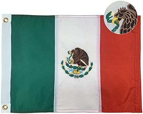 Мексикански флаг Брадфорд 12x18 инча, Бродирани Знамена Мексикански лодки Bandera Mexicana de Мексико за улици, Малки Знамена MX Мексико