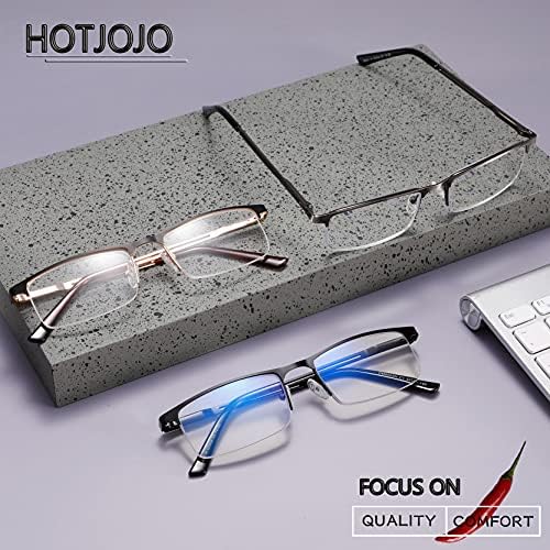 HOTJOJO 3 опаковки Очила за четене за мъже, блокиране на Синя светлина, компютърни Ридеры без рамки, с Правоъгълна метална дограма,
