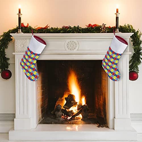 Модел На Информираност За Аутизма Коледни Чорапи, Коледни Чорапи Чанта За Дома Семеен Коледен Декор