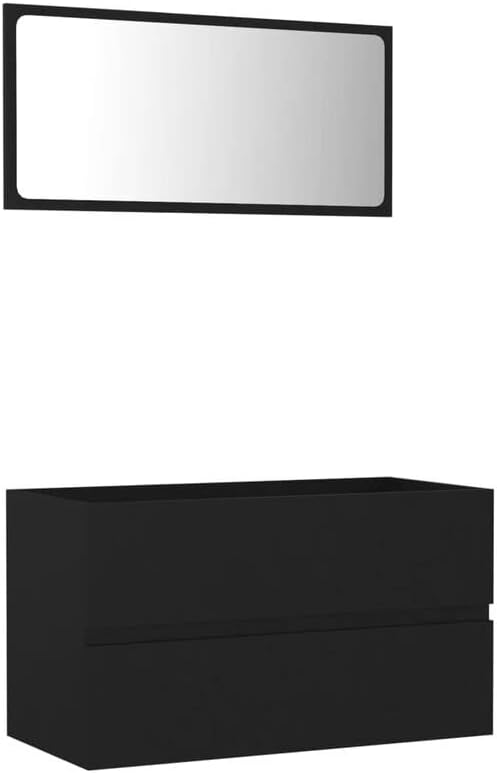 Шкаф за баня LIRUXUN 35,4 X 15,2 X 17,7 и комплект за баня Шкаф с чекмеджета Черно-бели мебели за баня (Цвят: D)