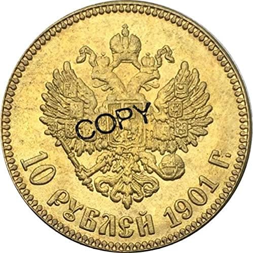Русия 10 Рубли Златна Монета Николай II Латунная Метална Копирни Монети Възпоменателни Монети за Копиране за Домашен интериор