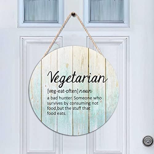 Cheyan Кръгла Табела на Входната врата Определение Цитат Вегетариански Дървена Табела с Цитат за Декора на стените на Стаята Естествено