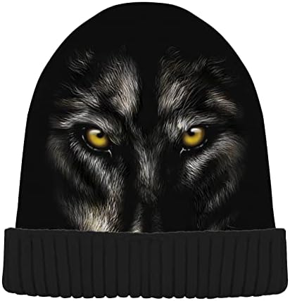 ALAZA Ръчно Рисуване Черен Вълк Лицето на Животното Шапчица за Жени Мъжка Зимна Шапка Реверсивная Вязаная Шапка с Череп