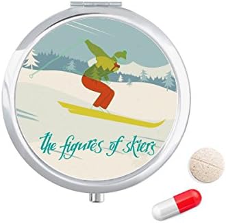 Ски Плака За Ски Илюстрация На Зимния Спорт Калъф За Хапчета В Джоба Кутия За Съхранение На Лекарства Контейнер Опаковка