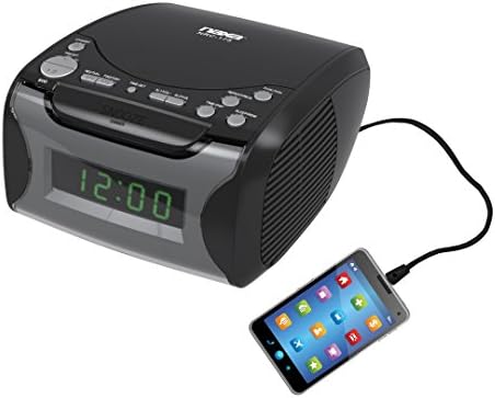 NAXA Electronics NRC-175 Настройка на цифров алармен часовник, AM/FM-радио и CD-плеър - Черен Лак