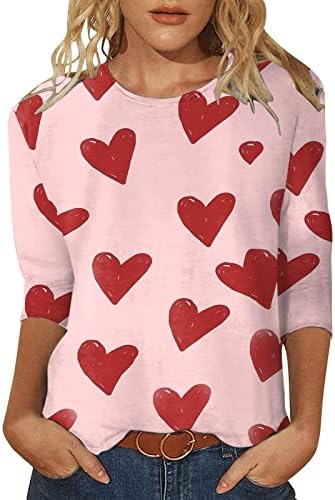 Ризи за Свети Валентин, женска тениска с изображение на Свети Валентин, hoody с надпис Love Heart, пуловер с кръгло деколте, върхове