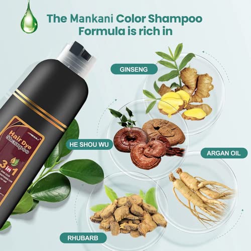 Mankani MEIDU Black Шампоан за миг боядисване на коса от седины - Шампоан за по-лесно боядисване на коса 3 в 1- седины - Билкови