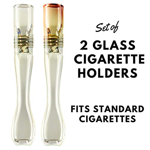 Стъклена накрайника-малко за цигари, комплект от 2 обикновени пушене на тръби с ръчно изработени