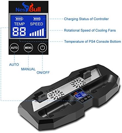 Универсална поставка за PS4 / PS4 Slim /PS4 Pro - Вертикална поставка innoAura Охлаждащ вентилатор със сензорен панел за управление + зарядно