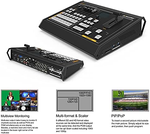 AVMATRIX VS0605U 4 x SDI входа, мулти-формат, Видеомикшерный switch, USB-изход за директно излъчване в реално време с няколко камери