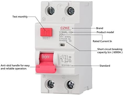 KQOO 230V 50/60 Hz RCCB MCB 30 мА Автоматичен прекъсвач остатъчен ток и защита от изтичане на 6/10/16/20/25/32/40 А (Цвят: N 1P, Размер: