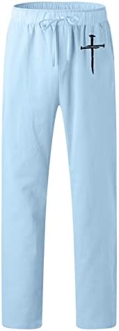 Панталони-Чиносы Мъжки Slim Fit Мъжки Модни Ежедневни Панталони с Принтом и Джобове Дантела Панталони Големи Размери С Блестяща Пяна