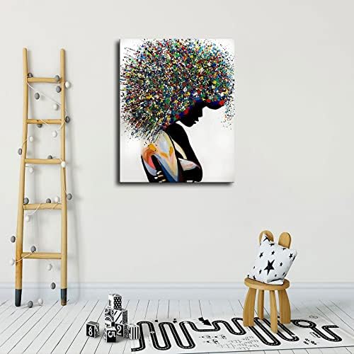 Frican Американското Стенно Изкуство Цветна Черна Африканска Жена Живопис Арт Деко Плакат Офис Спалня Хол Баня Плакат (16x20