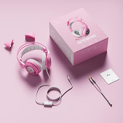 SOMIC G951s Розова Детска стерео слушалки с микрофон за PS4, Xbox, PC, Мобилен телефон, Слушалки с Кошачьими Уши с Шумопотискане