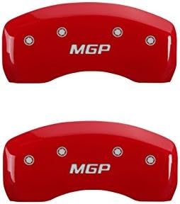 Капачки на челюстите MGP 38004SMGPRD Делото апарати с надпис MGP Червено-прахово покритие и сребърни символи (комплект от 4 броя)