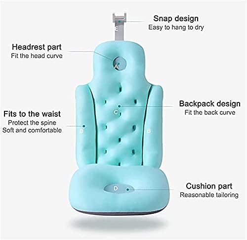 Възглавница за вана HSBOY, 3D-матрак за спа бани на цялото тяло за подкрепа на главата и гърба (Цвят: син, розов, Размер: свързан
