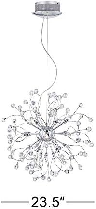 Подвесная Полилей Possini Euro Design Crystal Съскане Chrome Sputnik, Модерен Топка от Органичен Кристал Ширина 23 1/2 Инча, Лампа с 24 Лампи