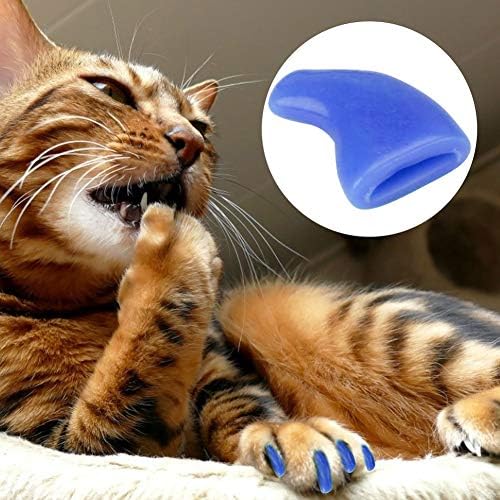 Протектор за котешки нокти SOFE & Safe Син и сив 100ШТ за различни Котки (Ocean Blue, S)