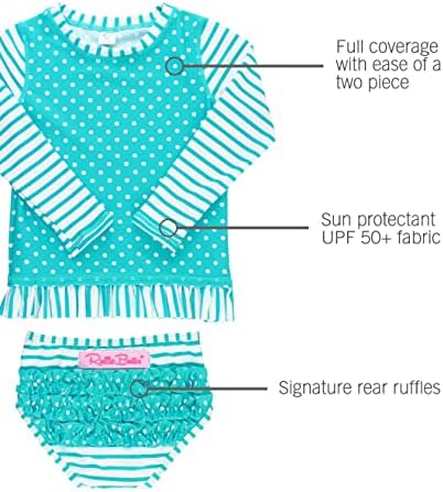 РаффлеБаттс® Комплект от 2 теми за предпазване от акне за малки момичета - Бикини с дълъг ръкав и защита от Слънцето UPF 50+