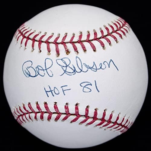 Боб Гибсън КОПИТО 81 С Автограф OML Baseball JSA COA - Бейзболни Топки с Автографи