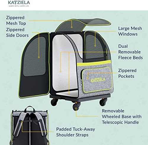 Раница-переноска за домашни любимци количка Katziela – Мека, Одобрен от авиокомпанията Туристическа чанта-переноска за малки кучета