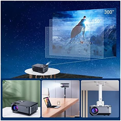 1080P, 4K 15000 Лумена HD Цифров проектор, видео проектор за домашно кино, офис, Проектори за нощуване на открито (Цвят: A9 Всички детайли,