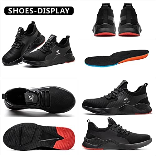 TEYTAP/ Водоустойчив обувки със стоманени пръсти, за мъже и Жени, Лека Работна Обувки, Дишаща Удобна Защитни обувки без Закопчалка,