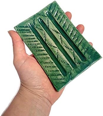 Тъмно Зелена препарат за съдове ръчно изработени сапуни, от Бара Керамика, Канава Правоъгълен Държач За Сапун
