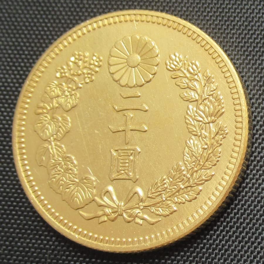 Японска Златна Монета От 20 Юана Мейджи 37 Позлатен Копие на Възпоменателни монети