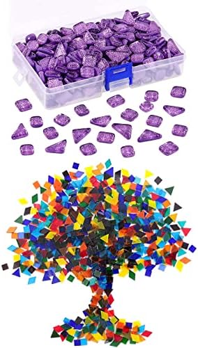 Swpeet 1 Килограм Мозаичных плочки серия Purple Shine Crystal и 1 Килограм Мозаичных плочки Смесени цветове и форми от мозайката стъкло