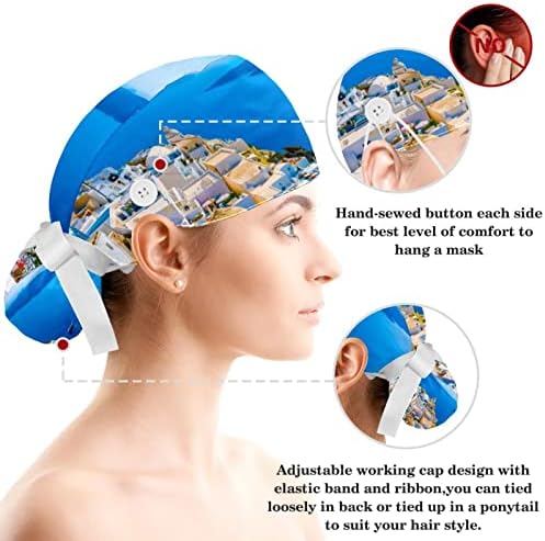 Медицински Шапки Регулируема Работна Шапка с Копчета и Лък За Дъвка за коса Голдън Ретривър