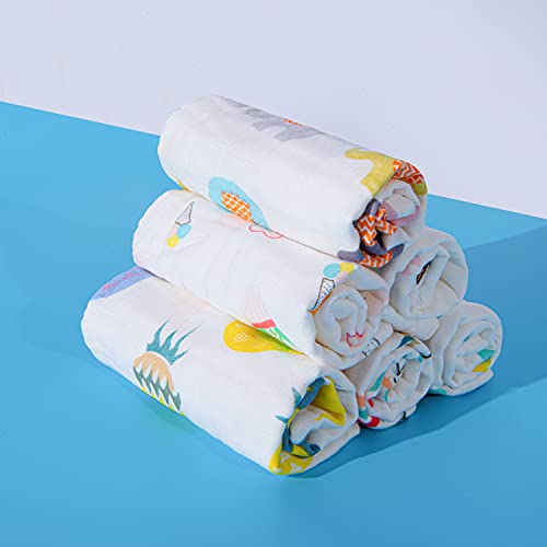 NTBAY 6 Опаковки на Детски Муслиновых Мочалок, 6 слоеве от естествен памук, кърпа за лице Новородено с шарени животни, Меки
