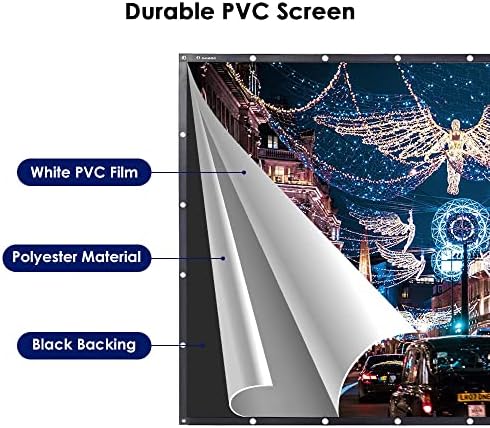 Instahibit 15016:9 Сгъваем Проектор Екран Портативен Външен Киноэкран В Задния Двор Предни Прожекционен Екран PVC 3D, 4K HD Закрит Домашно
