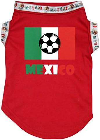 Тениска за кученца Petitebella с футболния флага на Мексико (на Малката, черна)