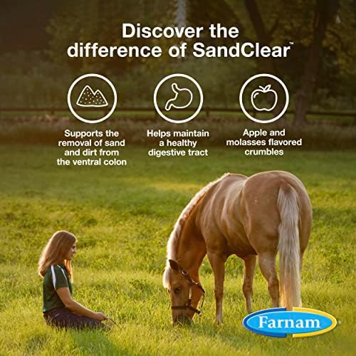 Farnam Sand Clear за коне Натурална троха от живовляк, препоръчителна ветеринарен лекар за отстраняване на пясък и мръсотия