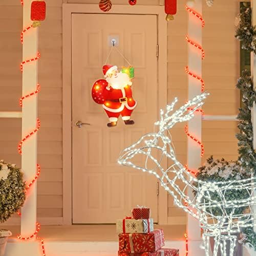 Осветено Коледно Прозорец Силуэтное Украса 17 Инча Светлина Дядо Коледа, работещи На Батерии, с една Кука на Присоске за