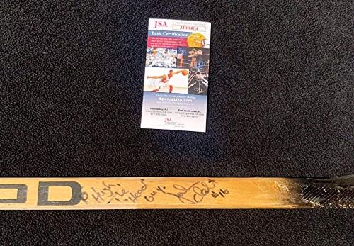 Джон Шабо подписа и надписал : Хю, Главен Човек, В играта е Използвана стика JSA COA - Стик за хокей в НХЛ с автограф