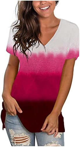 Жена Годишният Есенен Памук Топ с Къс Ръкав 2023, Модни Дрехи с V-образно деколте, Графична Ежедневни Тениска за Момичета K4 K4