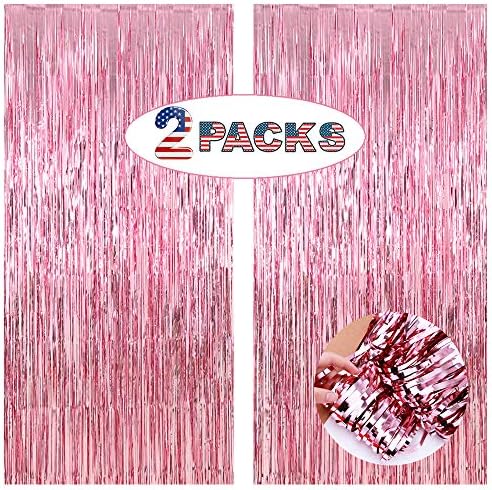 Фон с розова ресни, завеса за вечерни бижута - 6,5 x 6,5 фута, опаковка от 2 броя | Лилаво Фон с розови гирлянди за украса на партита