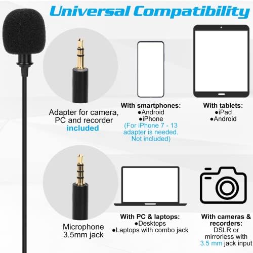 Петличный микрофона на ревера на професионален клас за Micromax Бхарат 2 Ultra, Съвместим с мобилен телефон iPhone или камера За блогове,