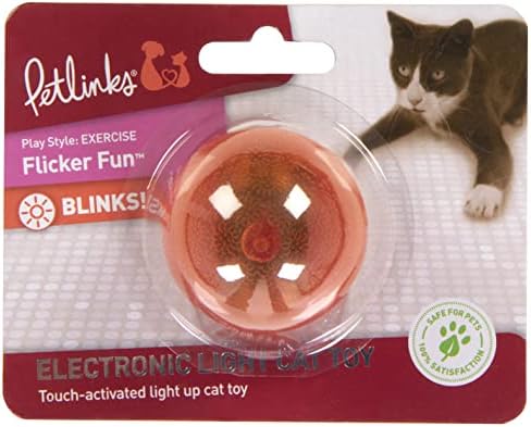 Електронна играчка за котки Petlinks Трептенето Fun С Светящимся топче, Работеща на батерии - Оранжево, Един размер